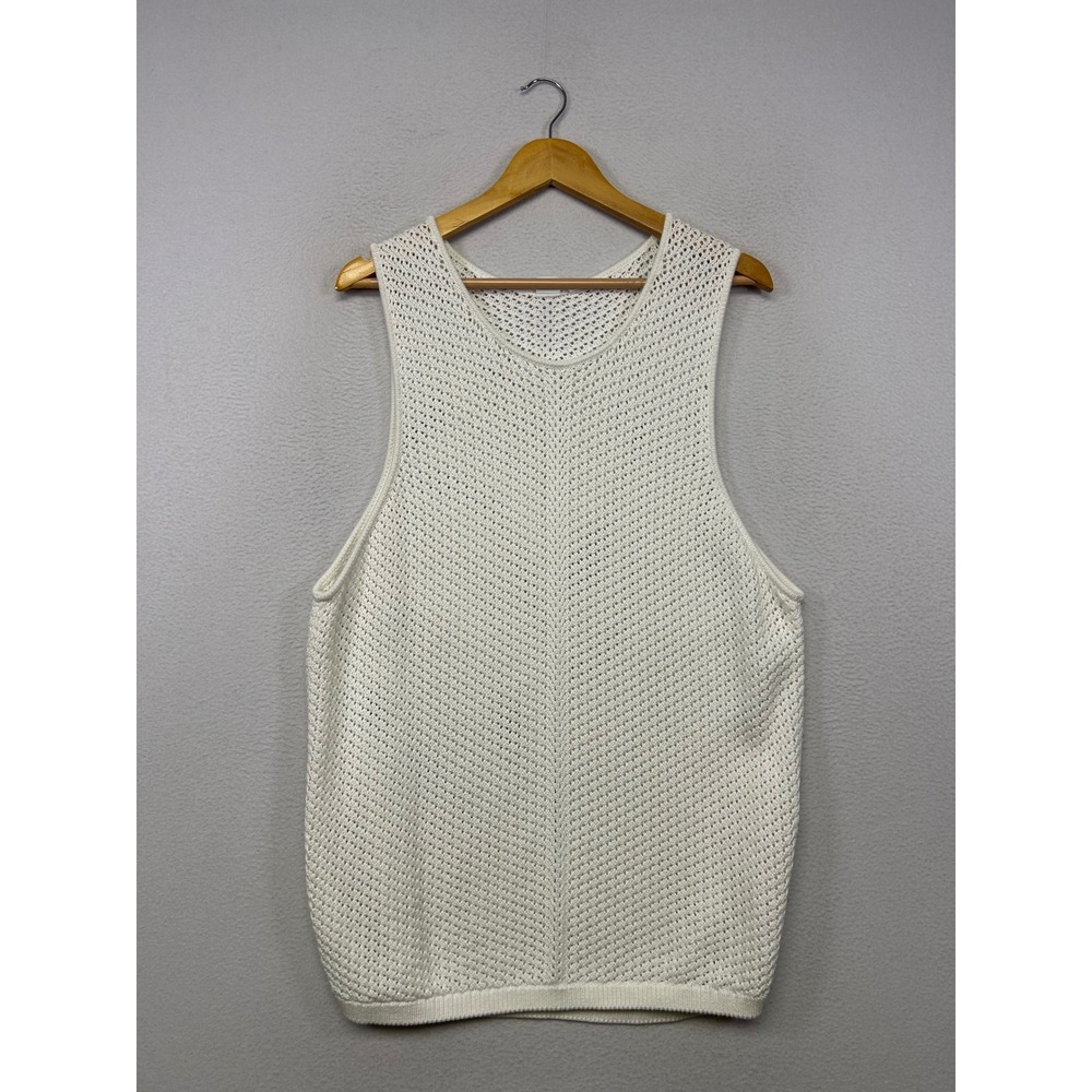 Boho Crochet Knit Gap Women XXL White Sleeveless Tank Top Coastal Baechy